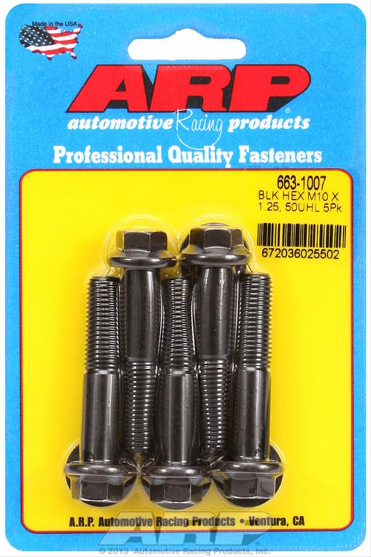 ARP M10 x 1.25 x 50 Hex Black Oxide Bolts (5/pkg) thumbnail 2