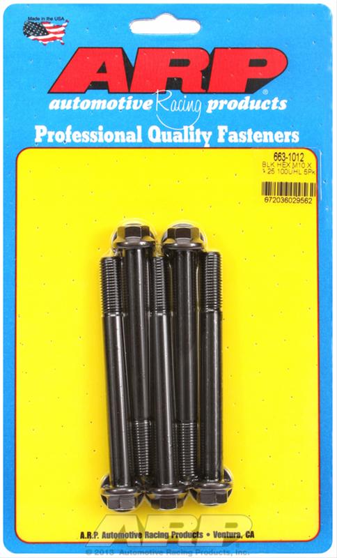 ARP M10 x 1.25 x 100 Hex Black Oxide Bolts (5/pkg) thumbnail 2