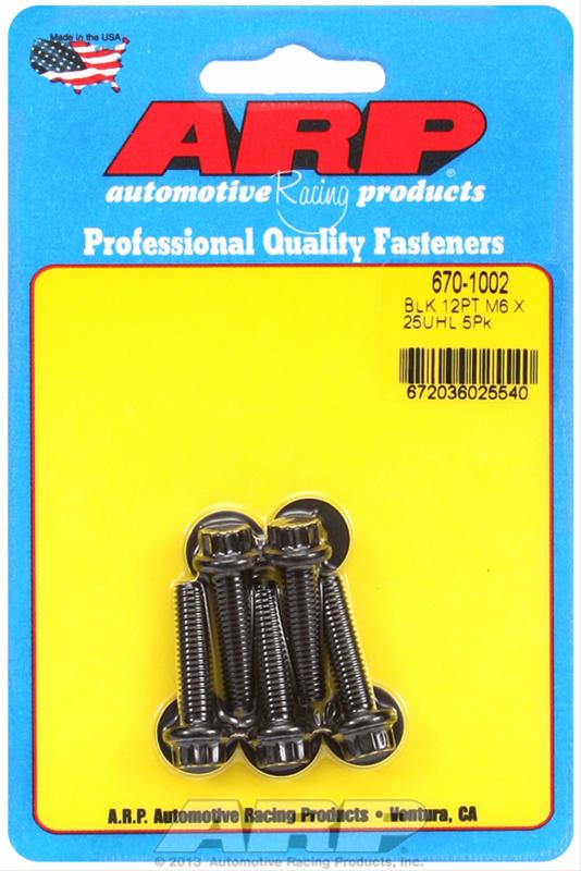 ARP M6 x 1.00 x 25 12pt Black Oxide Bolts (5/pkg) thumbnail 2
