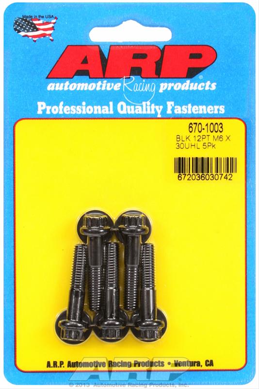 ARP M6 x 1.00 x 30 Black Oxide 12pt Bolts (5/pkg) thumbnail 2