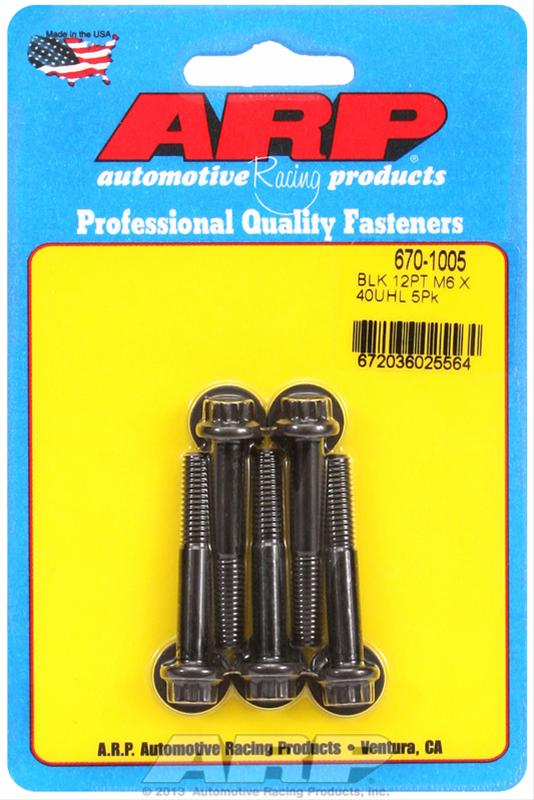 ARP M6 x 1.00 x 40 Black Oxide 12pt Bolts (5/pkg) thumbnail 2