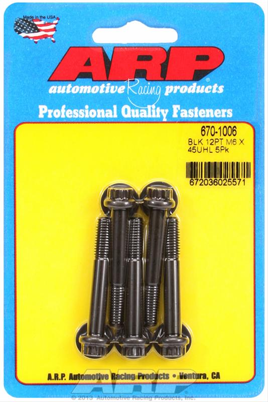 ARP M6 x 1.00 x 45 12pt Black Oxide Bolts (5/pkg) thumbnail 2