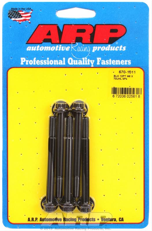 ARP M6 x 1.00 x 70 12pt Black Oxide Bolts - 5pk thumbnail 2