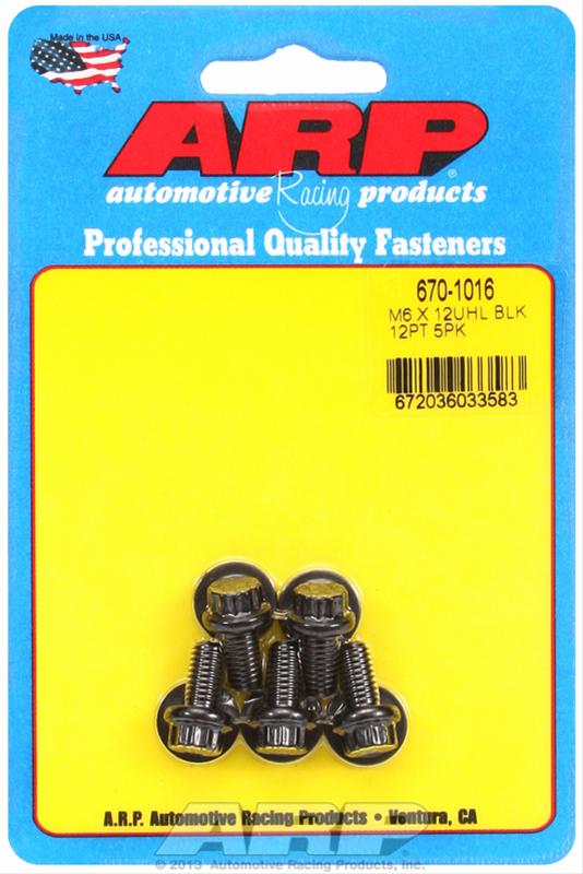 ARP M6 x 1.00 x 12 12pt Black Oxide Bolts (5/pkg) thumbnail 2