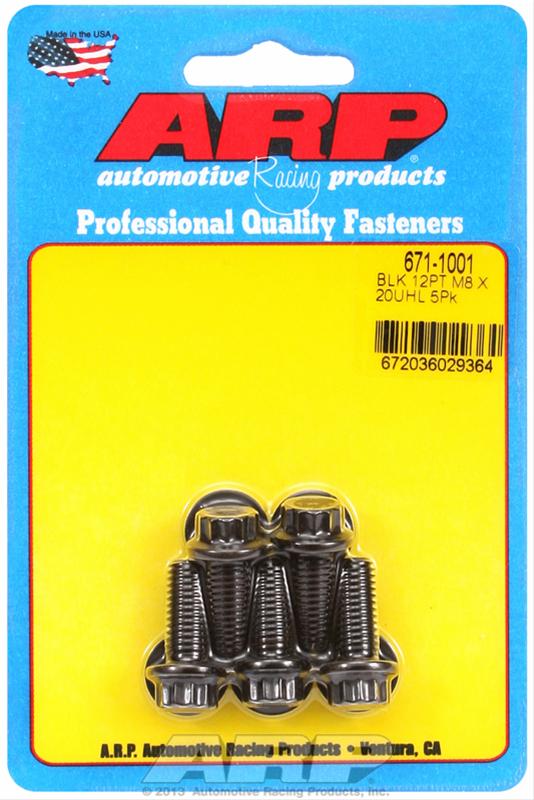 ARP M8 x 1.25 x 20mm 12pt Black Oxide Bolts (5/pkg) thumbnail 2