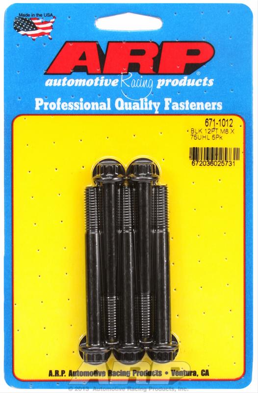 ARP M8x1.25x75 12pt Black Oxide Bolts (Pack of 5) thumbnail 2