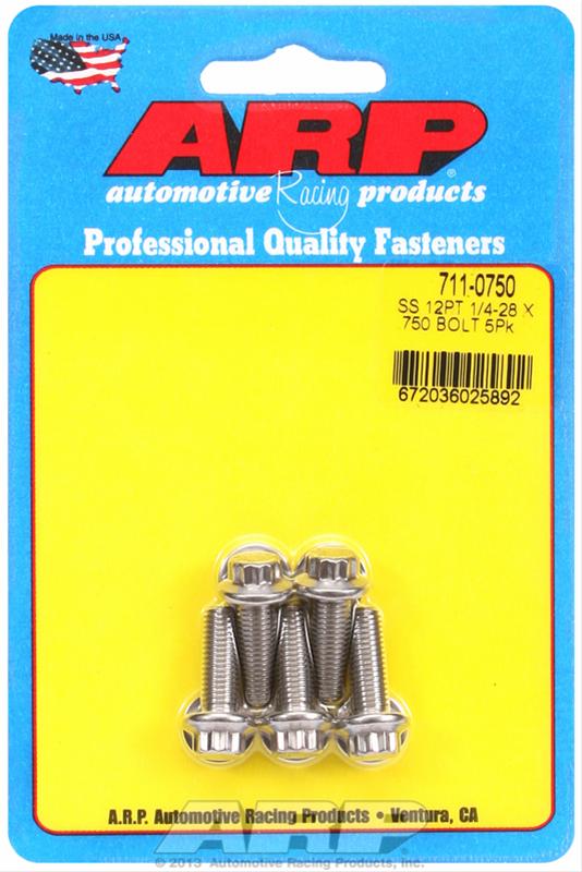 ARP 1/4in-28 x 0.750 12pt SS Bolts (5/pkg) thumbnail 2
