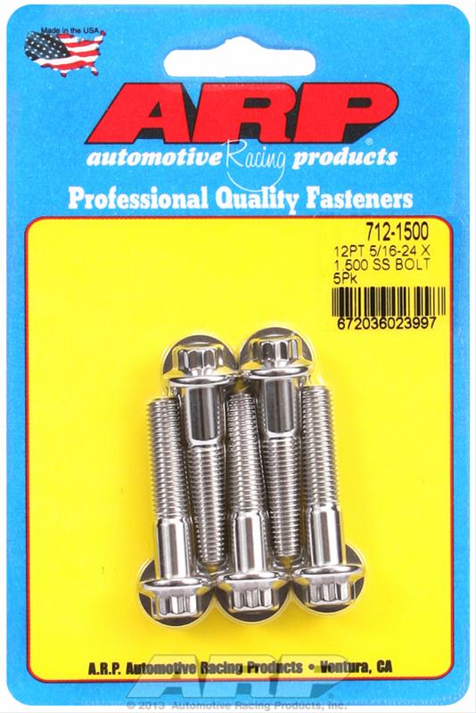 ARP 5/16 in.-24 RH Thread, 1.500 in 12 Point SS 300 Bolts - Set of 5 thumbnail 2