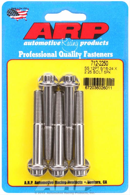 ARP 5/16 in.-24 RH Thread, 2.250 in 12 Point SS 300 Bolts - Set of 5 thumbnail 2