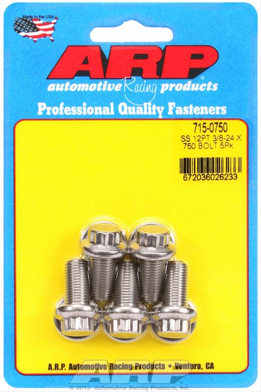 ARP 3/8 in.-24 RH Thread, 0.750 in 12 Point SS 300 Bolts - Set of 5 thumbnail 2