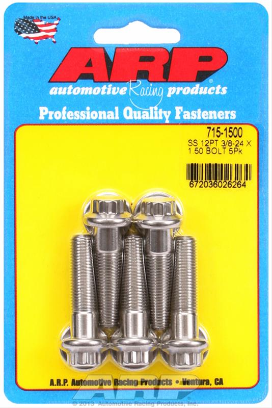 ARP 3/8 in.-24 RH Thread, 1.500 in 12 Point SS 300 Bolts - Set of 5 thumbnail 2