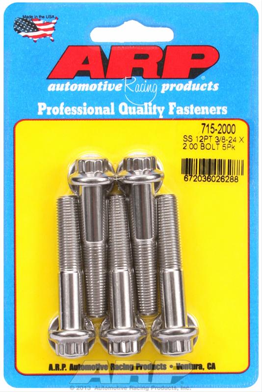 ARP 3/8 in.-24 RH Thread, 2.00 in 12 Point SS 300 Bolts - Set of 5 thumbnail 2