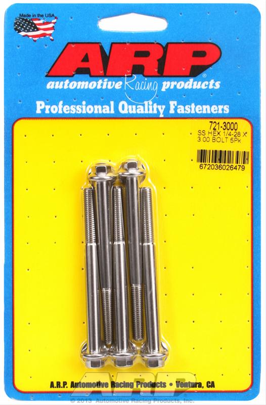 ARP 1/4-28 x 3.000 hex SS bolts thumbnail 2