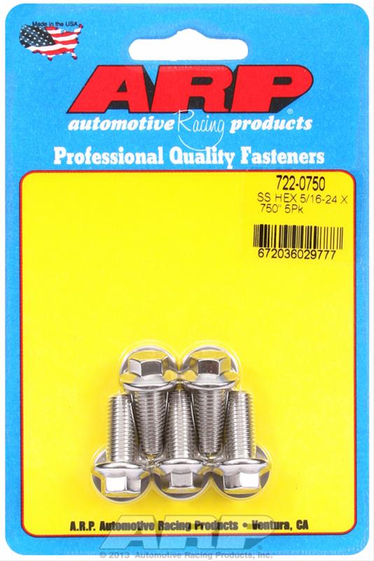 ARP 5/16 in.-24 RH Thread, 0.750 in Hex Head SS 300 Bolts - Set of 5 thumbnail 2