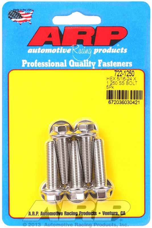 ARP 5/16 in.-24 RH Thread, 1.250 in Hex Head SS 300 Bolts - Set of 5 thumbnail 2