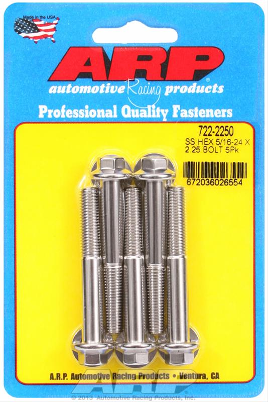 ARP 5/16 in.-24 RH Thread, 2.250 in Hex Head SS 300 Bolts - Set of 5 thumbnail 2