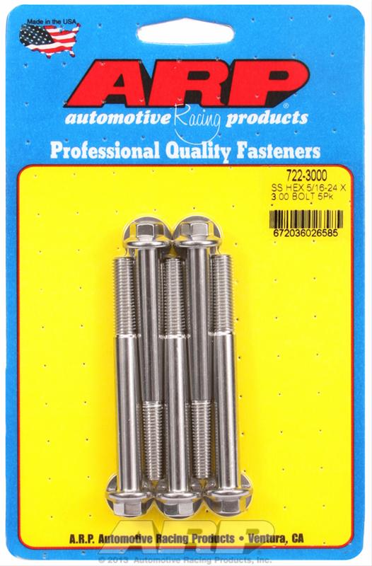 ARP 5/16 in.-24 RH Thread, 3.000 in Hex Head SS 300 Bolts - Set of 5 thumbnail 2