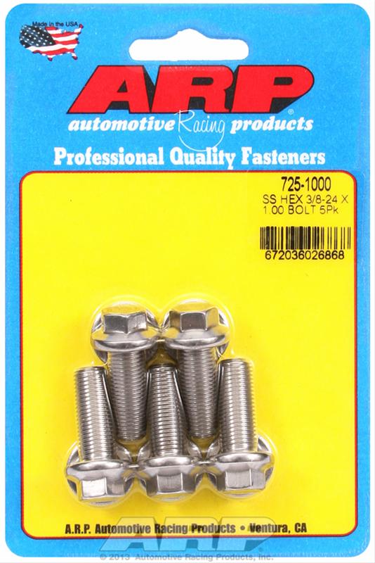 ARP 3/8 in.-24 RH Thread, 1.000 in Hex Head SS 300 Bolts - Set of 5 thumbnail 2