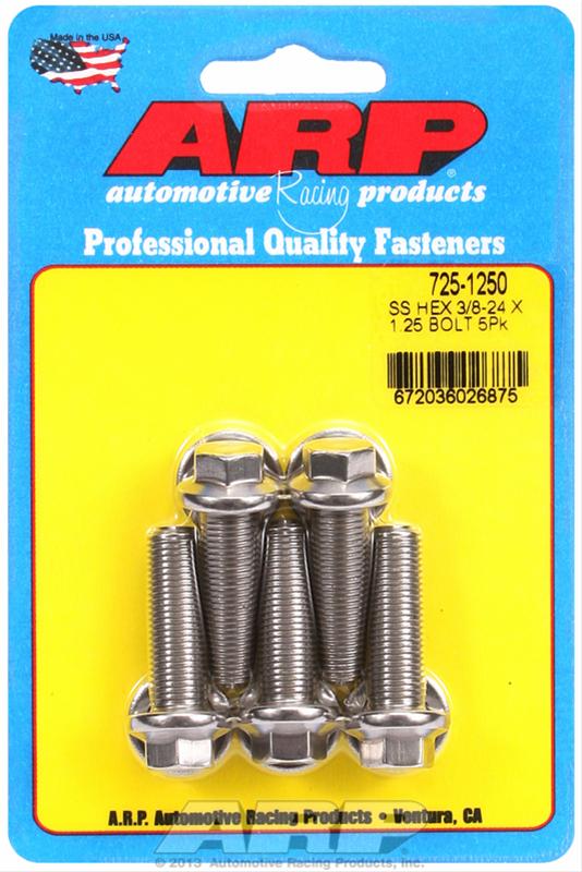 ARP 3/8-24 x 1.250 hex 7/16 wrenching SS bolts thumbnail 2