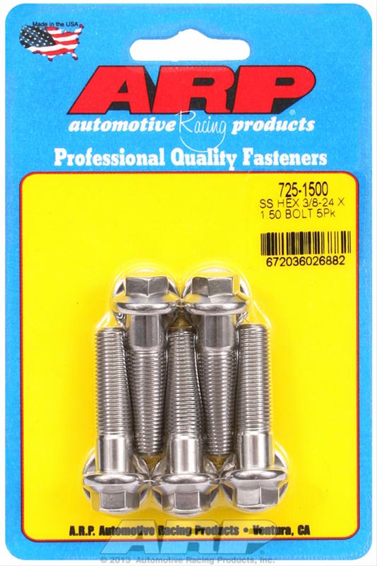 ARP 3/8 in.-24 RH Thread, 1.500 in Hex Head SS 300 Bolts - Set of 5 thumbnail 2