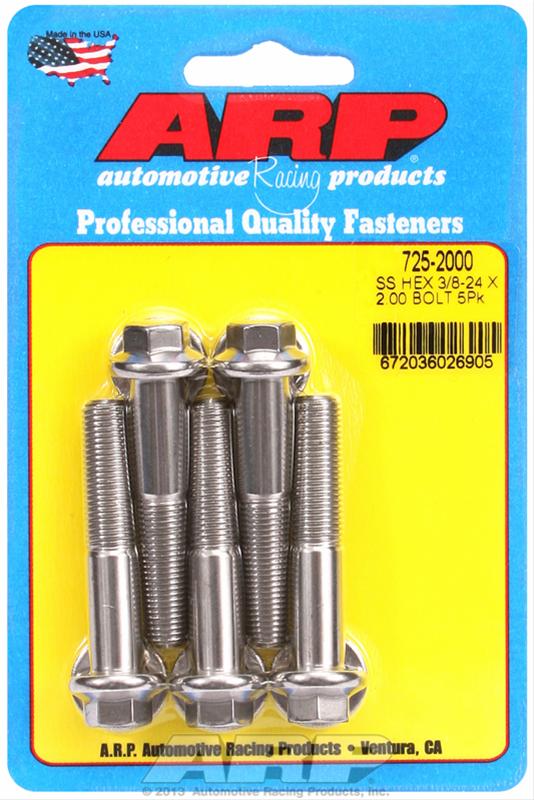 ARP 3/8 in.-24 RH Thread, 2.000 in Hex Head SS 300 Bolts - Set of 5 thumbnail 2