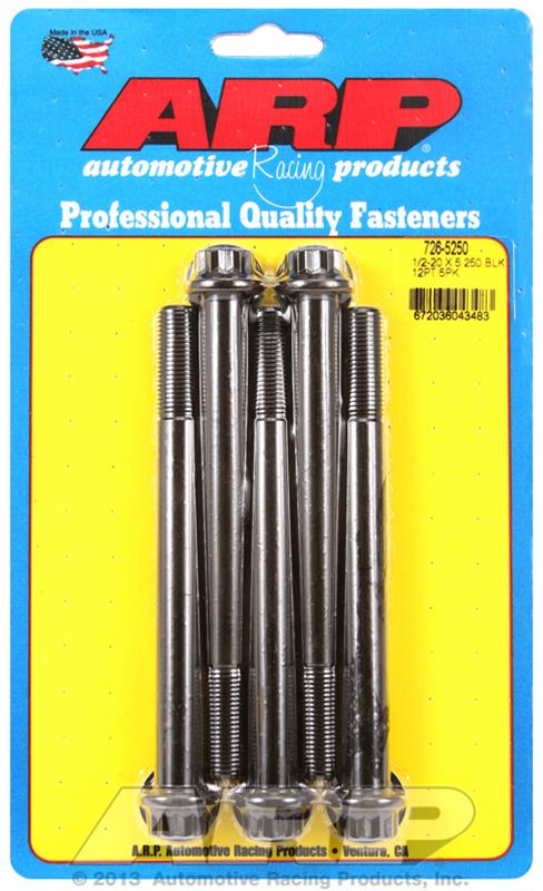 ARP 1/2-20 x 5.250 12pt black oxide bolts thumbnail 2