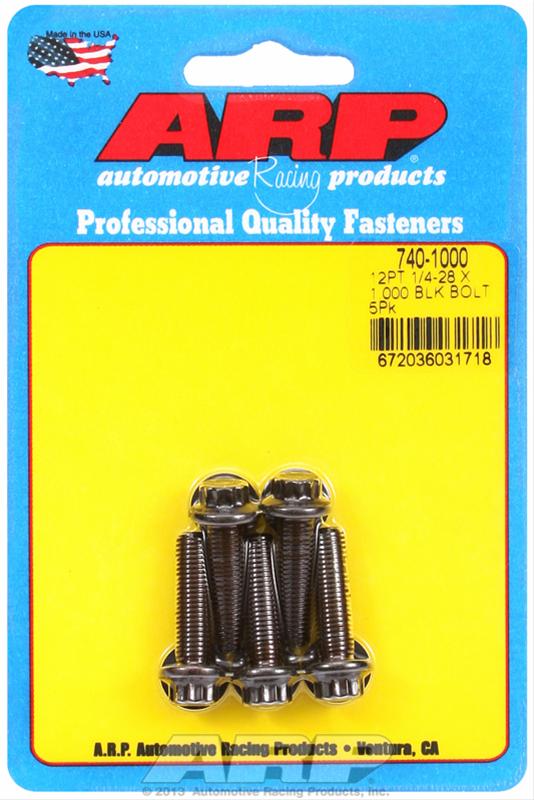 ARP 1/4-28 X 1.000in UHL 12pt Black Hex Nut Kit (5/PKG) thumbnail 2