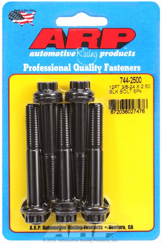 ARP 3/8-24 x 2.500 12pt 7/16 wrenching black oxide bolts thumbnail 2