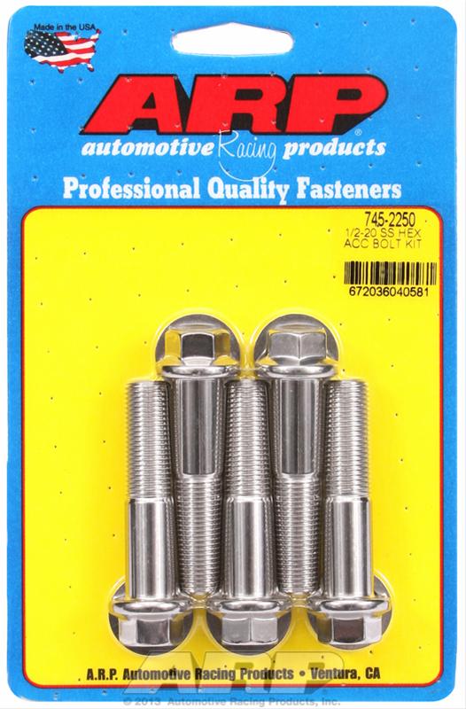 ARP 1/2-20 in. Thread, 2.25 in Stainless Steel 300 Bolts - Set of 5 thumbnail 2