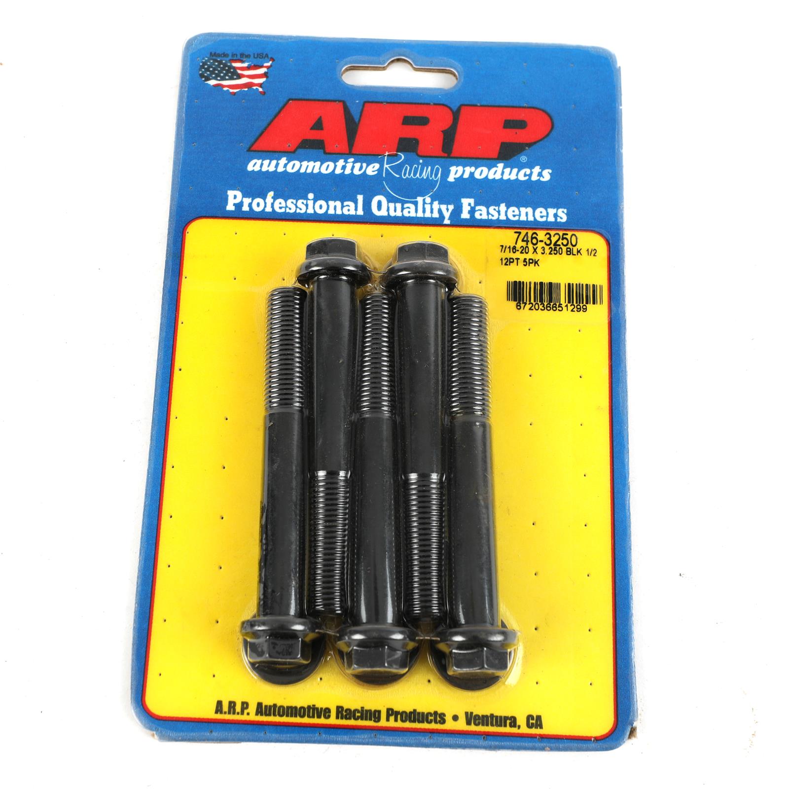 ARP 7/16-20 X 3.250 1/2 12pt black oxide bolts