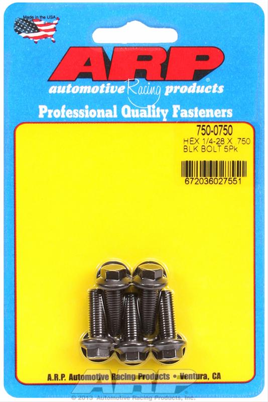 ARP 1/4-28 x .750 Hex Black Oxide Bolts (5/pkg) thumbnail 2