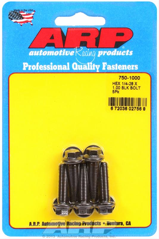 ARP 1/4-28 x 1.000 Hex Black Oxide Bolts (5/pkg) thumbnail 2