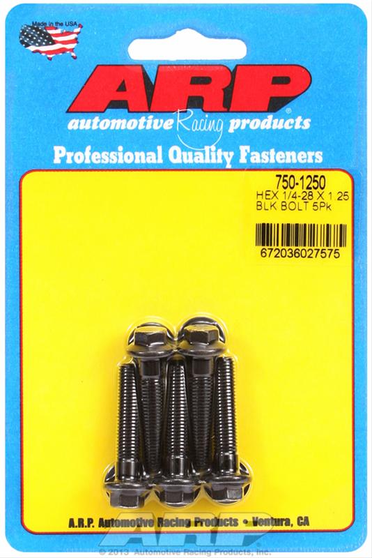 ARP 1/4-28 x 1.250 hex black oxide bolts thumbnail 2