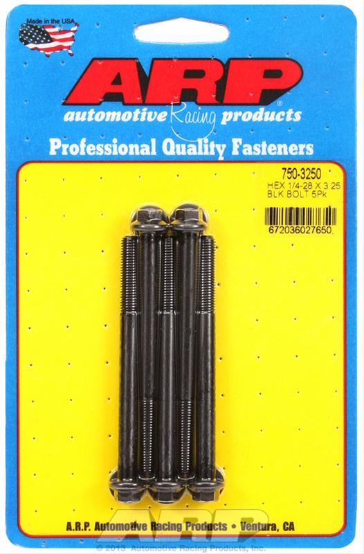 ARP 1/4-28 x 3.250 hex black oxide bolts thumbnail 2