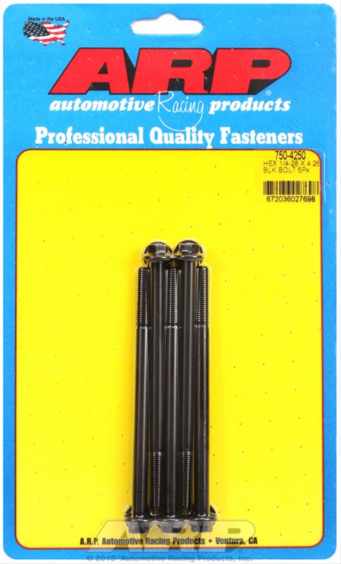 ARP 1/4-28 x 4.250 hex black oxide bolts thumbnail 2