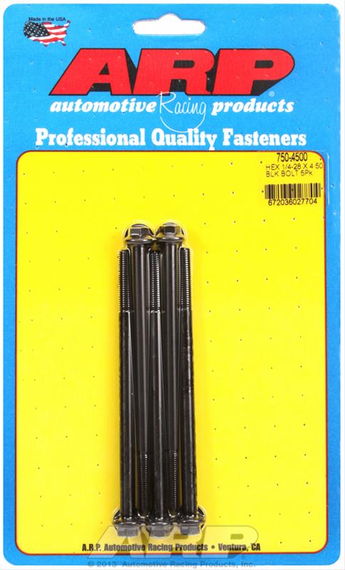 ARP 1/4-28 x 4.500 hex black oxide bolts thumbnail 2