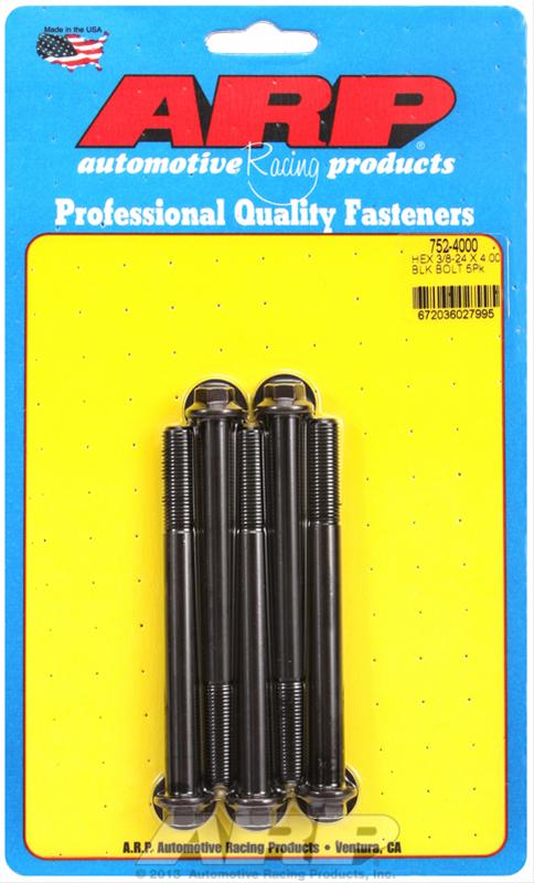 ARP 3/8 Inch -24 x 4.000 Black Hex Oxide Bolts (5/pkg) thumbnail 2