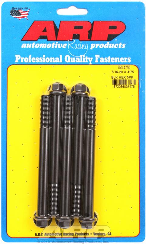 ARP 7/16-20 x 4.750 hex black oxide bolts thumbnail 3
