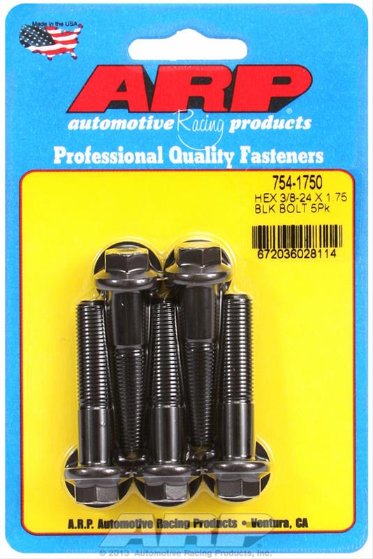 ARP 3/8-24 x 1.750 hex 7/16 wrenching black oxide bolts thumbnail 2