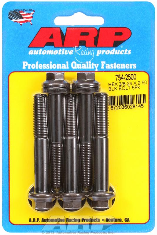 ARP 3/8-24 x 2.500in Hex 7/16 Wrenching Black Oxide Bolts - Set of 5 thumbnail 2