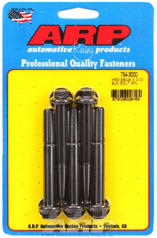 ARP 3/8-24 x 3.000 hex 7/16 wrenching black oxide bolts thumbnail 2