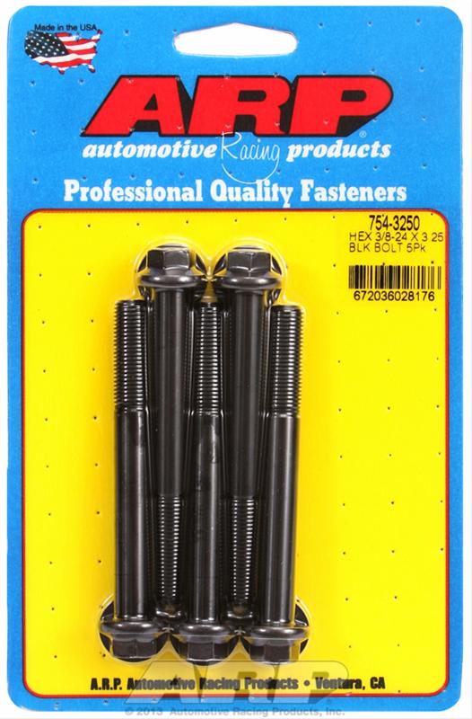 ARP 3/8-24 x 3.250 hex 7/16 wrenching black oxide bolts thumbnail 2