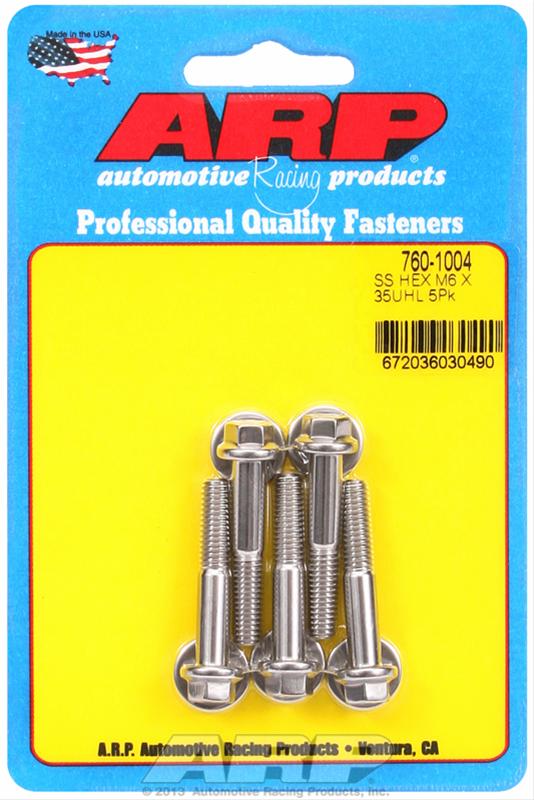 ARP M6 x 1.00 x 35 Hex SS Bolts (5/pkg) thumbnail 2