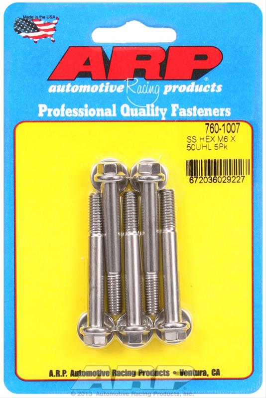 ARP M6 x 1.00 x 50 SS Hex Bolts (5/pkg) thumbnail 2