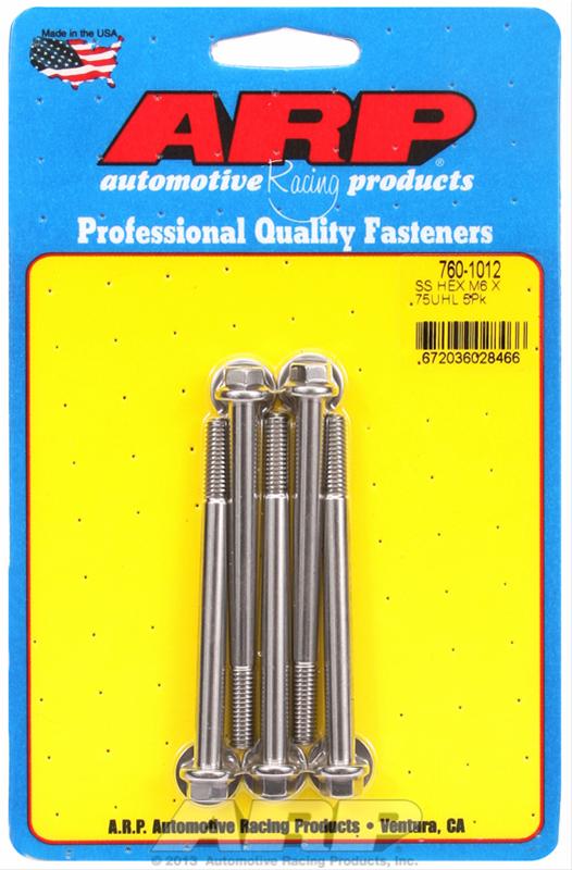 ARP M6 x 1.00 x 75 hex SS bolts thumbnail 2