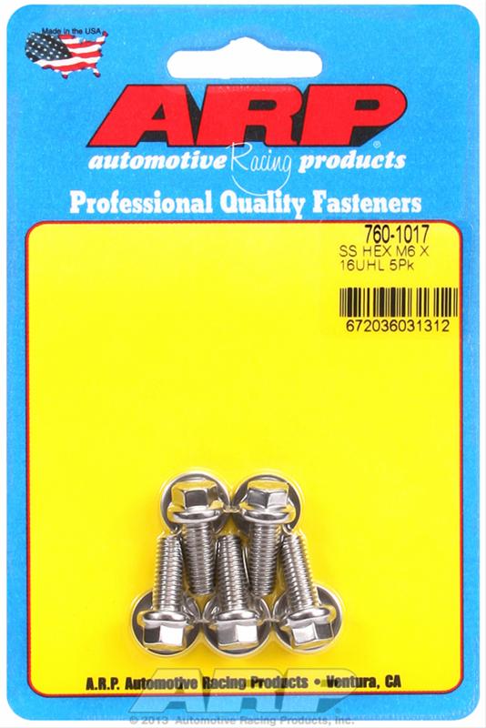 ARP M6 x 1.00 x 16 Hex Stainless Steel Bolts (Set of 5) thumbnail 2