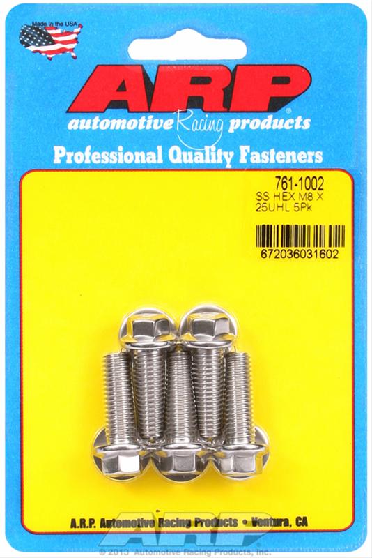 ARP M8 x 1.25 x 25 Hex SS Bolts (5/pkg) thumbnail 2
