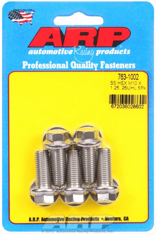 ARP M10 x 1.25 x 25 Hex SS Bolts (5/pkg) thumbnail 2