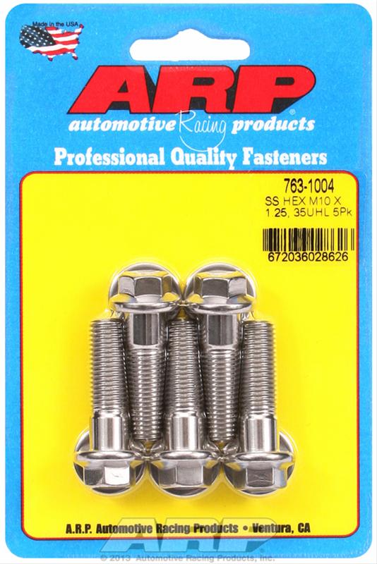 ARP M10 x 1.25 x 35 Hex SS Bolts (5/pkg) thumbnail 2