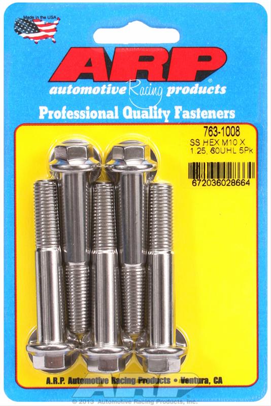 ARP M10 x 1.25 x 60 SS Hex Bolts (5/pkg) thumbnail 2